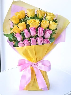  Malatya Çiçek Siparişi - Vazoda 24 sarı pembe gül